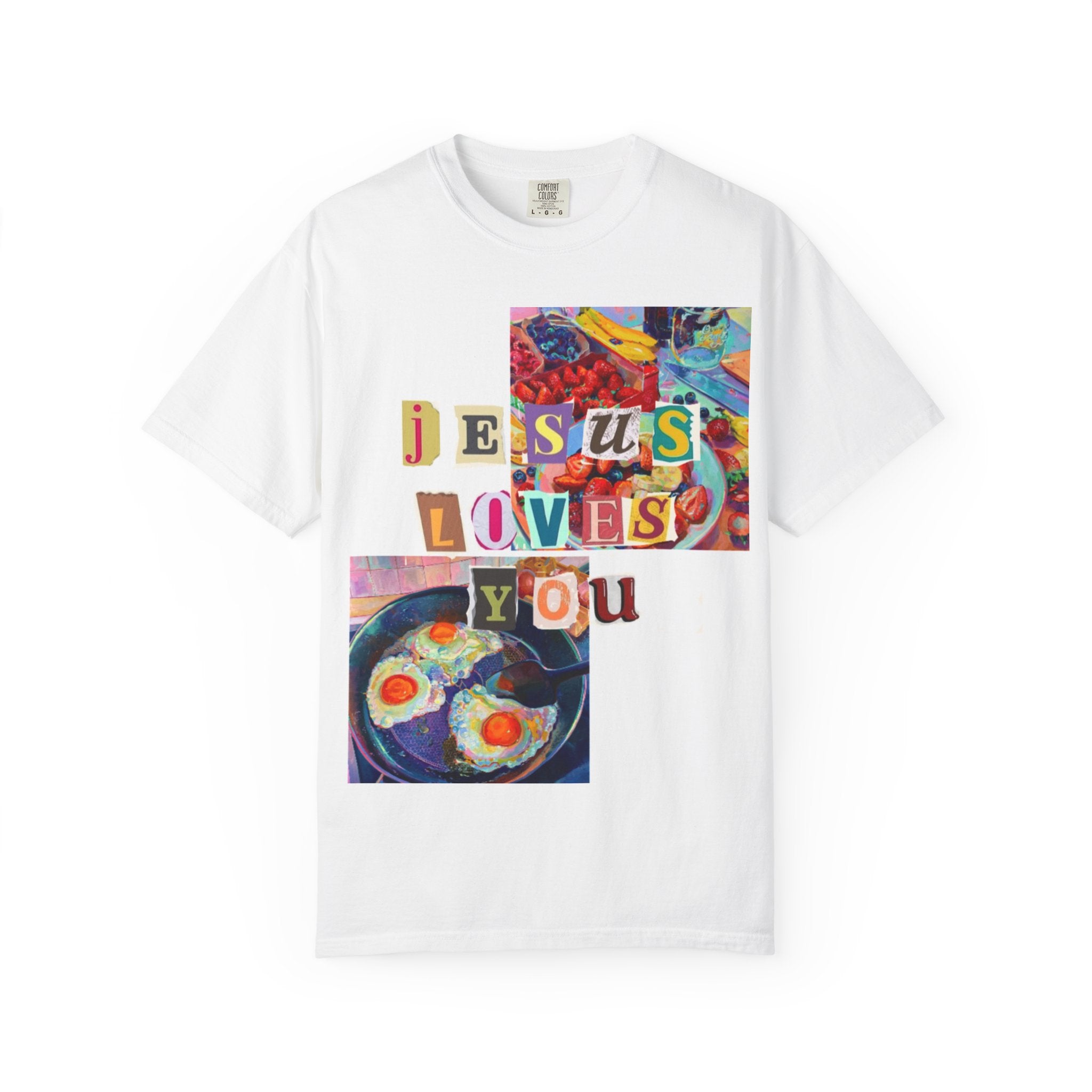 Jesus Loves You T-Shirt — Colorful Collage Faith Tee