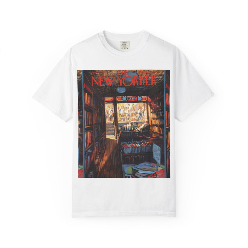 Bookshop Vibes T-Shirt — 'New Yorker' Illustrated Bookstore Graphic Tee
