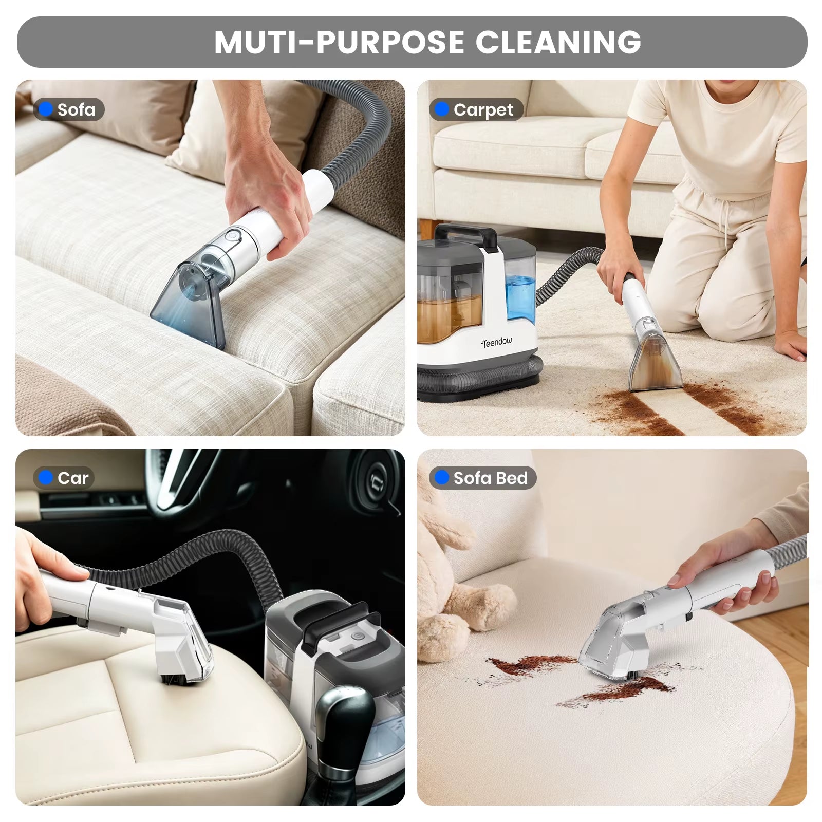 Steam Cleaner Portable Wet and Dry Household Upholstery Fabric Sofa Washing Spot Vacuum Carpet Cleaner